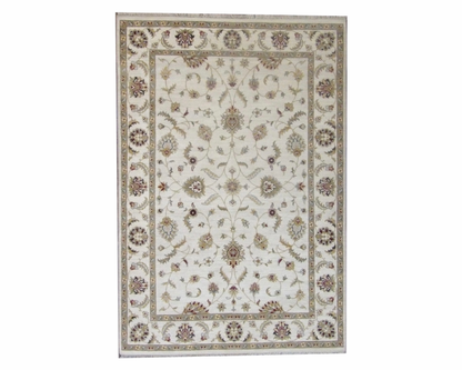 Chobie Traditional hand-knotted wool rug in Ivory, 5'7" x 7'8", SKU W739