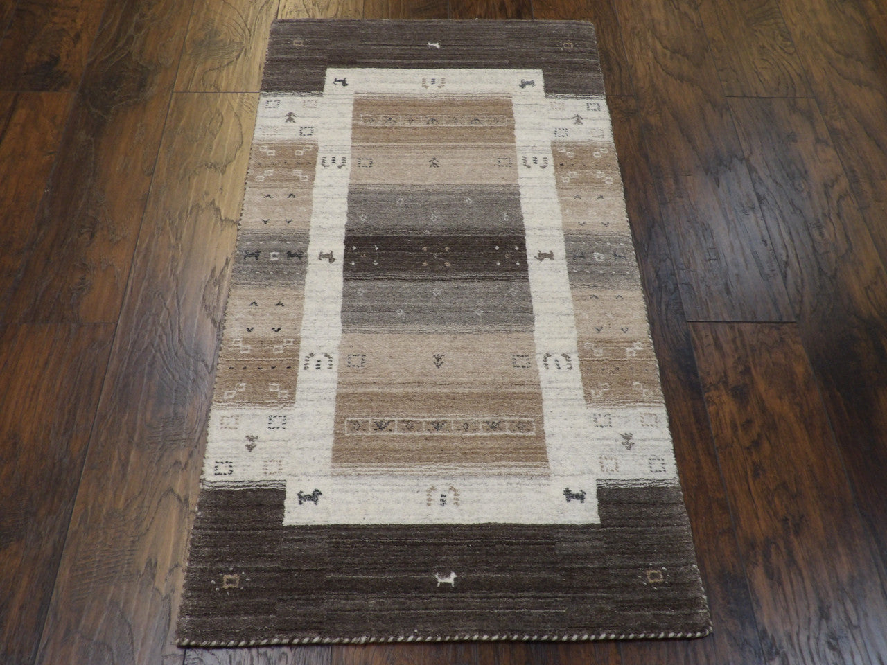 Back of hand-knotted Gabbeh rug showing construction