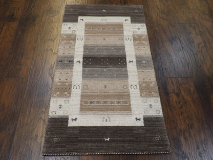Back of hand-knotted Gabbeh rug showing construction