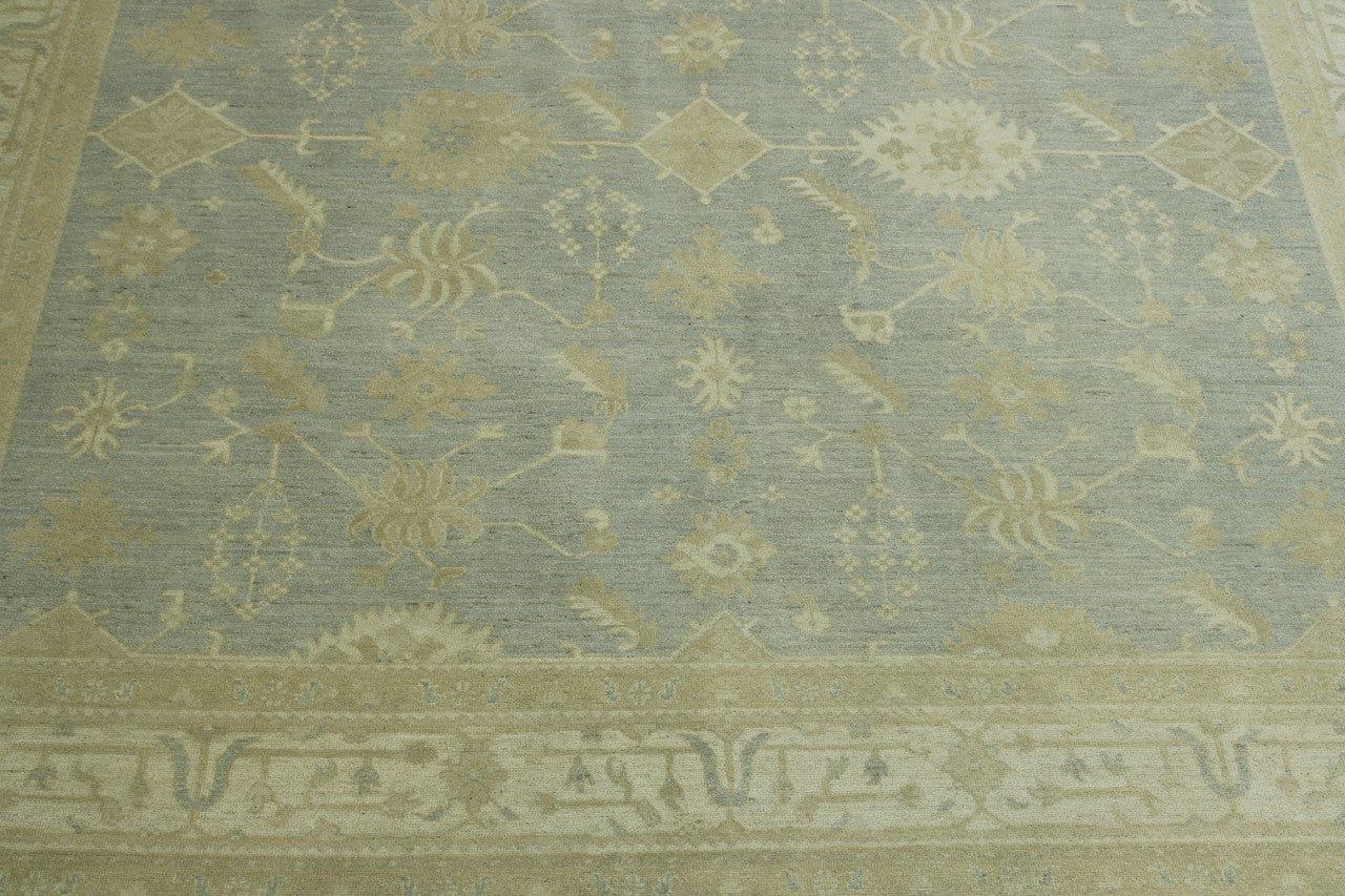 Oushak Chobi hand-knotted wool rug in Gray & Beige, full view