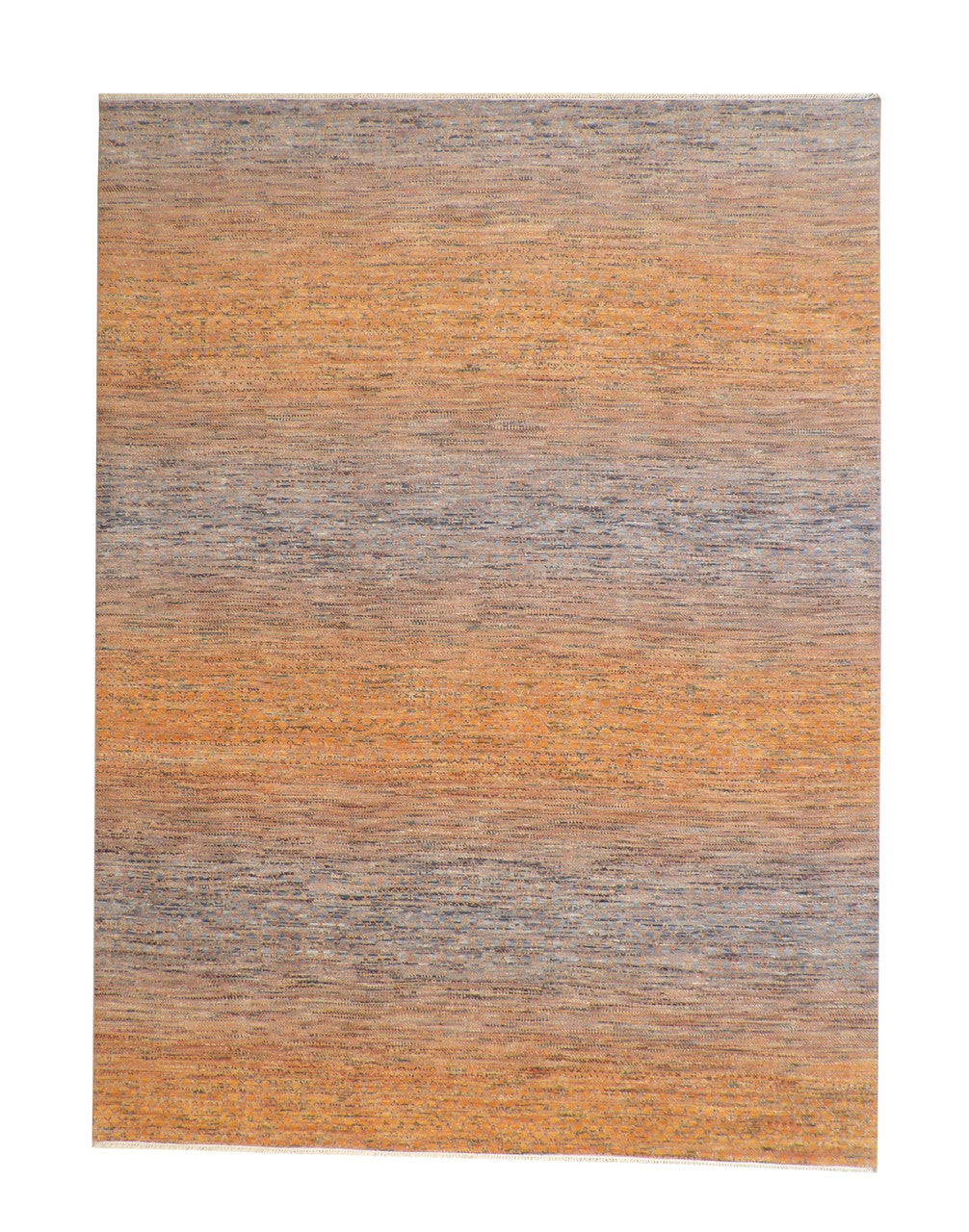 Modern Grass Design hand-knotted wool rug in Gray & Rust, full view