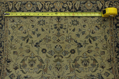 Traditional Fine Indo Farahan hand-knotted wool rug in Black & Gold, full view
