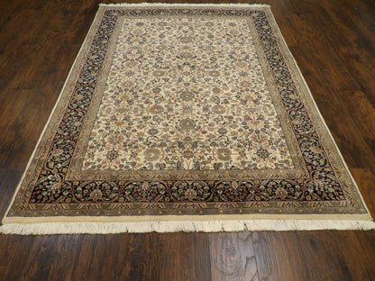 Close-up of fine wool knot density, Persian Kashan rug