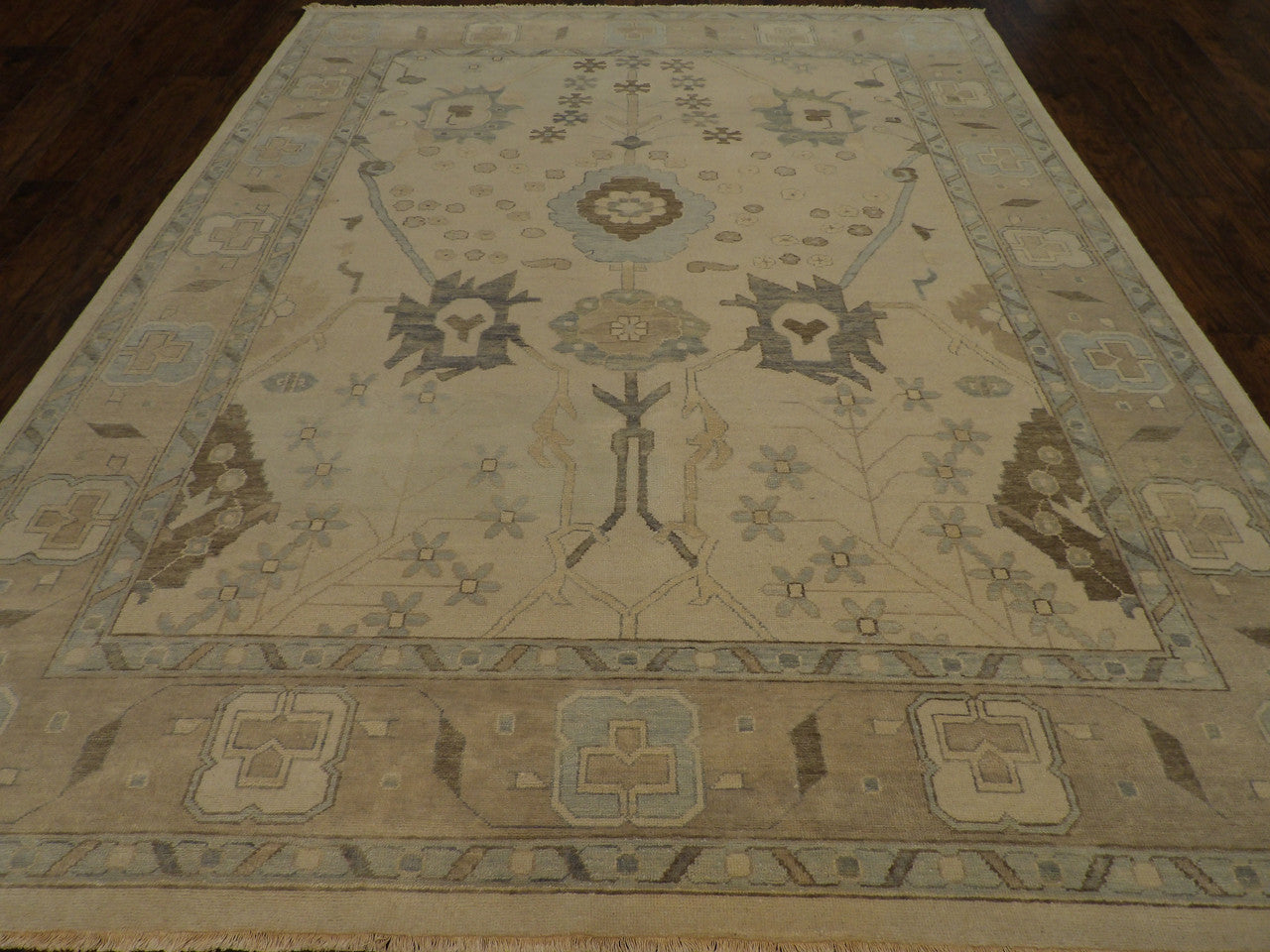 Close-up of wool pile, Brown & Beige rug