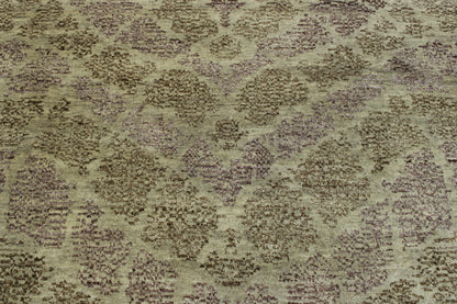 Brown 5'2" x 7'10" Modern Abstract Design Hand knotted Wool/Silk Rug - Sku: w2253