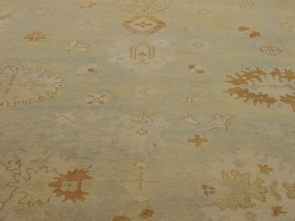 Close-up of wool pile, green rug