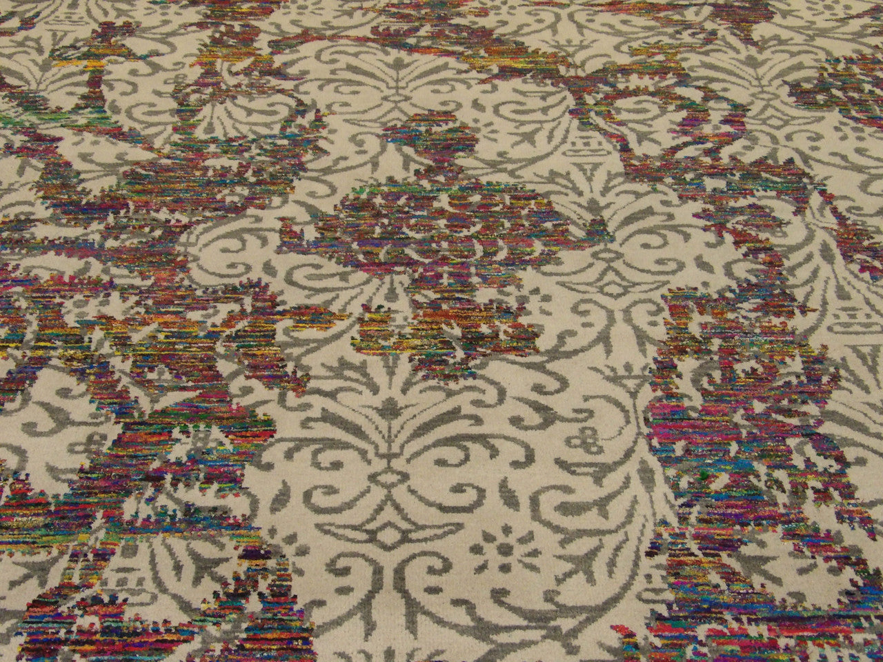 Back of transitional hand-knotted rug
