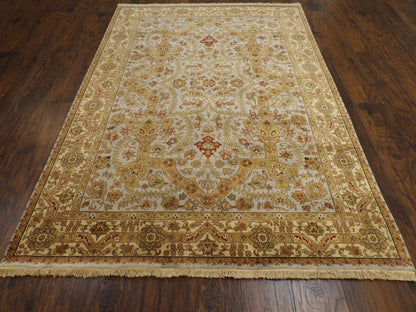 Close-up of wool pile, blue and gold rug