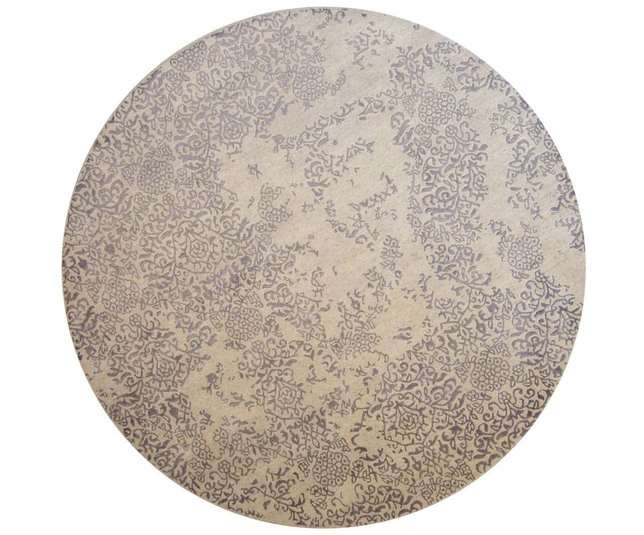 Transitional Abstract Broken Design hand-knotted wool-silk rug in Blue & White, full view