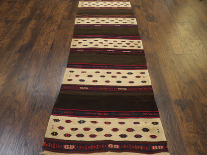 Close-up of aged flatweave texture, antique kilim runner