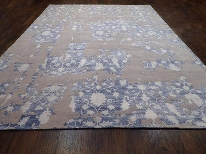 Abstract rug edge and pile detail, blue and white