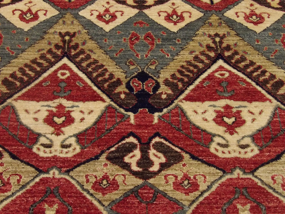 Back of Ikat hand-knotted rug
