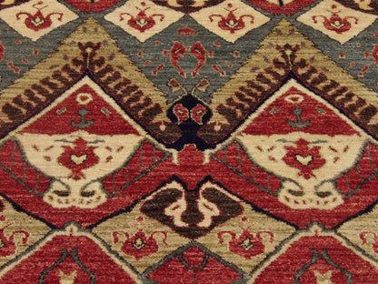 Back of Ikat hand-knotted rug