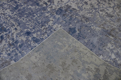 Blue & Gray Modern Abstract Distress Design rug in room setting