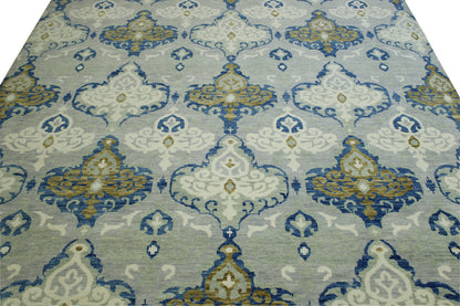 Back of Modern Ikat hand-knotted rug