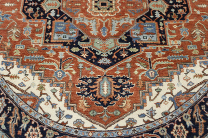Close-up of wool pile, Blue & Rust rug