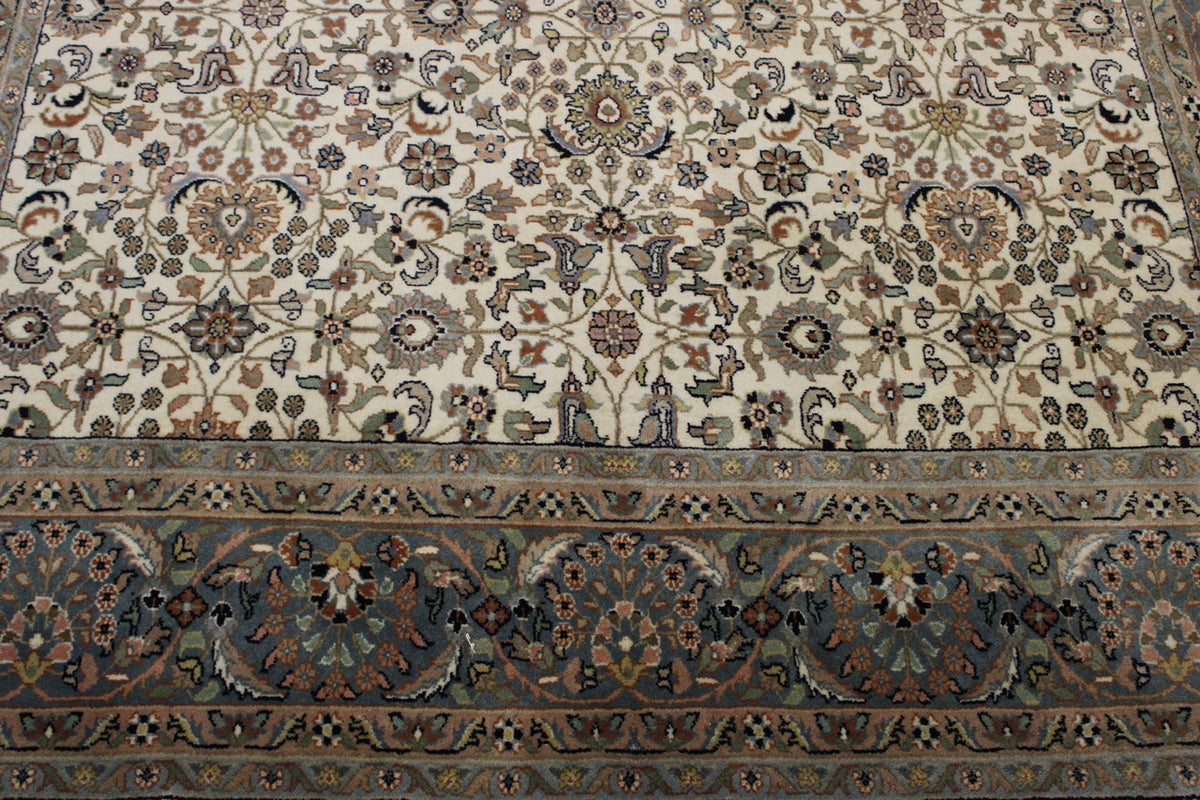 Close-up of wool pile, Blue & Beige rug