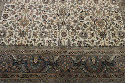 Close-up of wool pile, Blue & Beige rug
