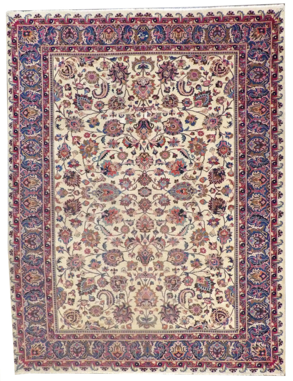 Persian Semi Antique Khorasan hand-knotted wool rug in Blue & Beige, full view