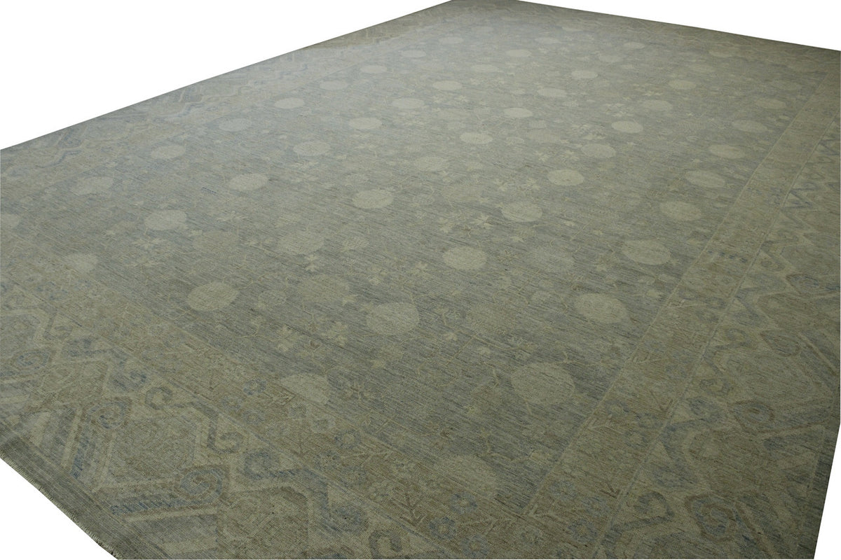 Back of Oushak Chobi hand-knotted rug