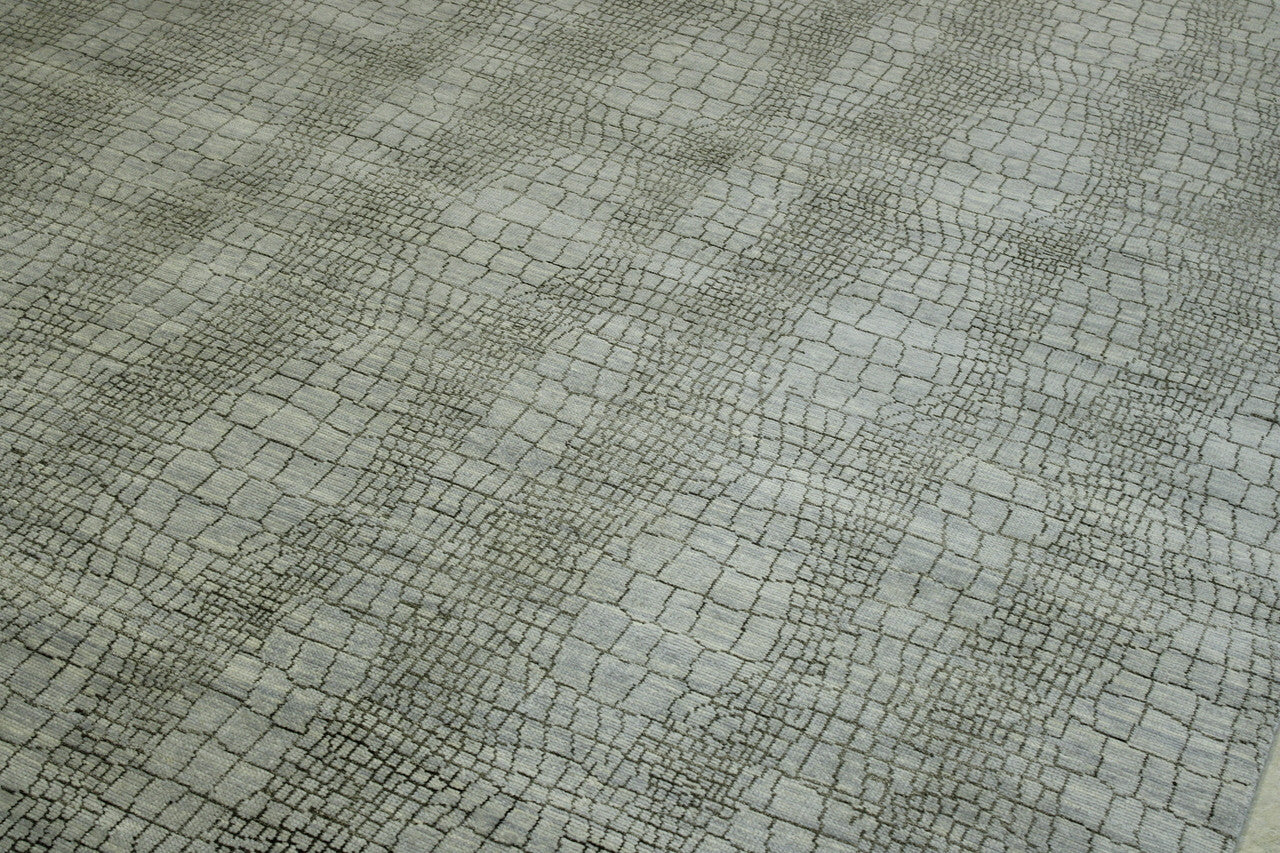 Back of Modern Eggshell Design hand-knotted rug