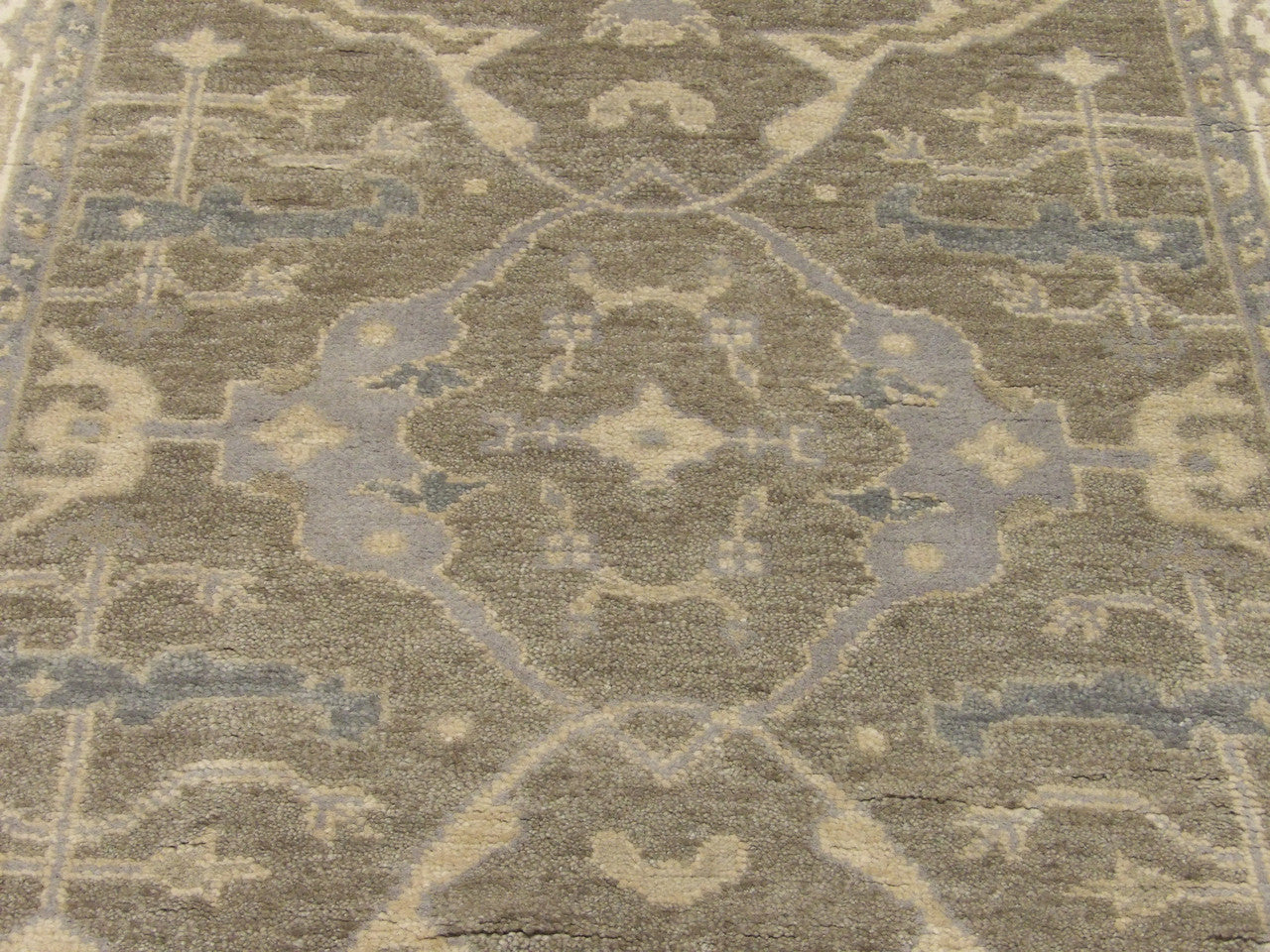 Back of Oushak hand-knotted runner