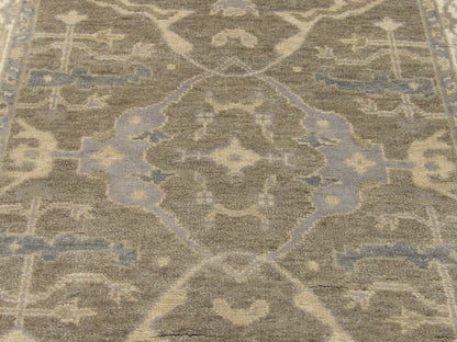 Back of Oushak hand-knotted runner