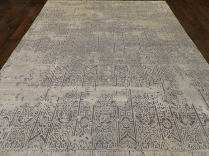 Ikat Oxidized Carved Silky rug corner detail