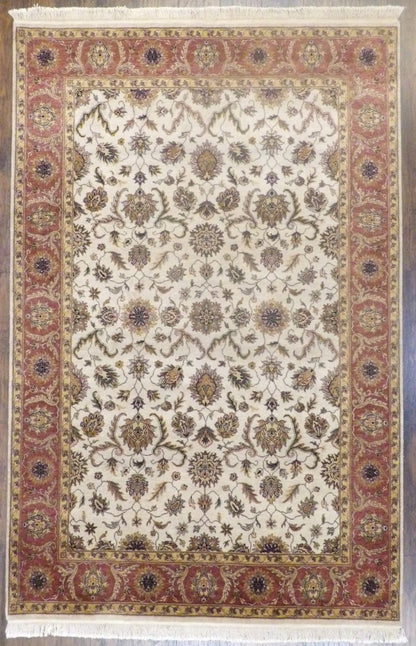 Fine Ziegler Tie Dye hand-knotted wool rug in Beige & Pink, full view