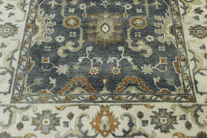 Blue & Beige Oushak Ziegler rug in room setting