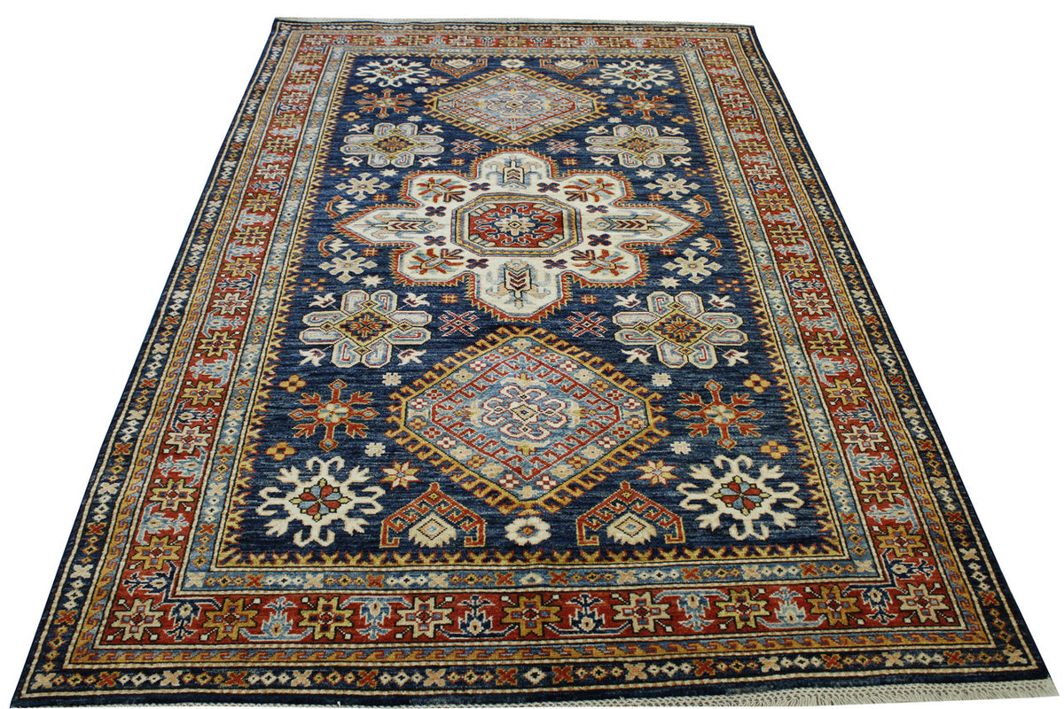 Tribal Super Fine Kazak rug corner detail