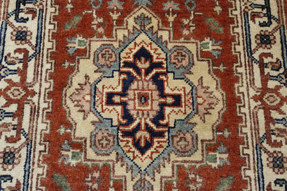 Tribal Heriz rug border detail