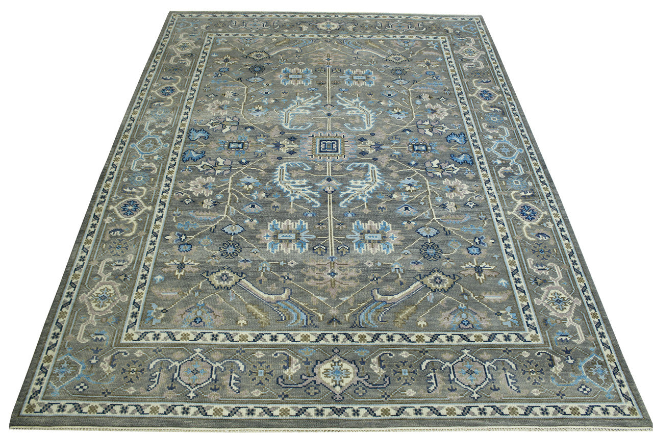 Oushak Colorful Ziegler rug corner detail
