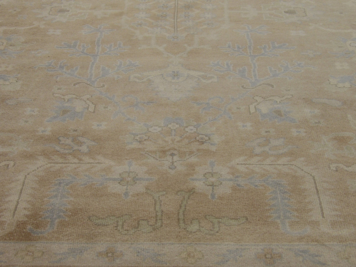 Close-up of wool pile, Blue & Brown rug