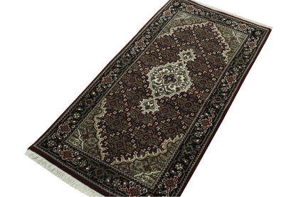 Traditional Indo Mahi Tabriz rug corner detail