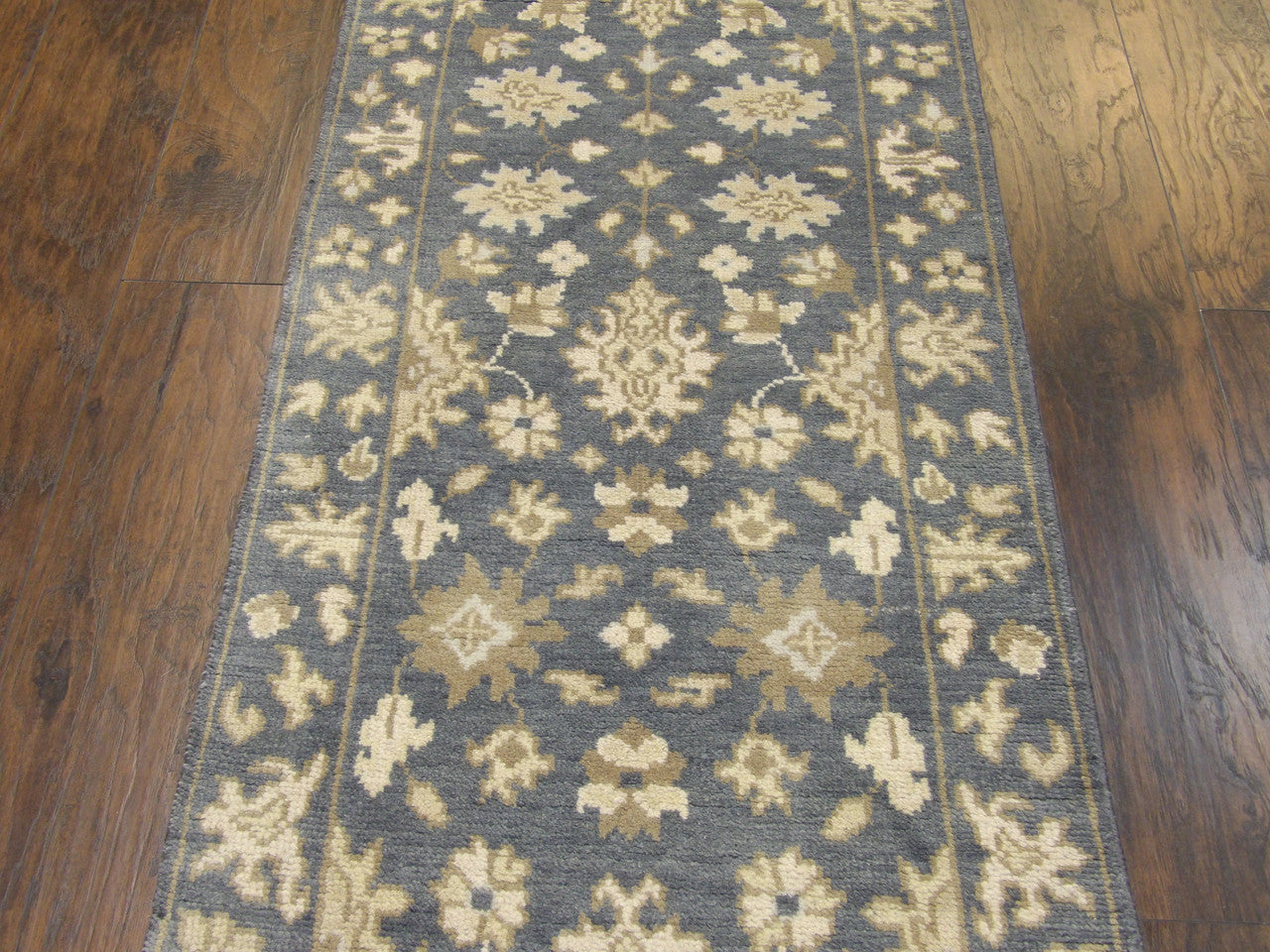 Back of Oushak hand-knotted runner
