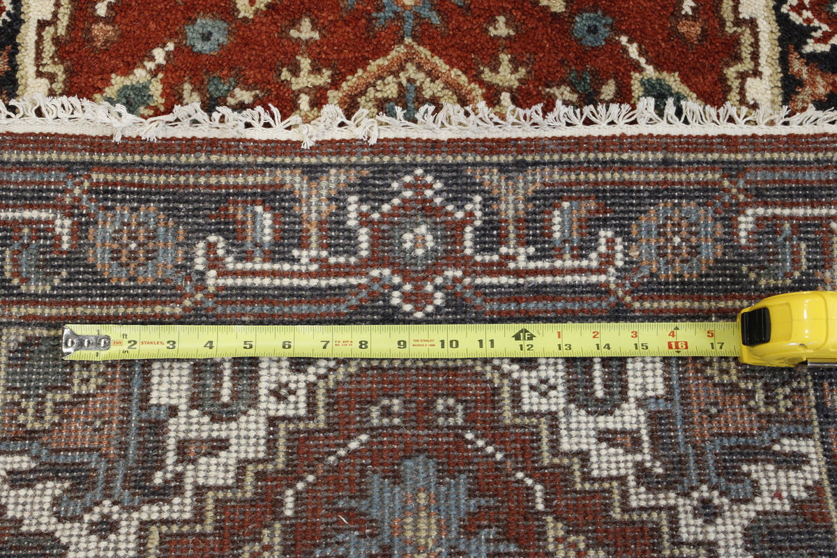Tribal Indo Heriz rug corner detail