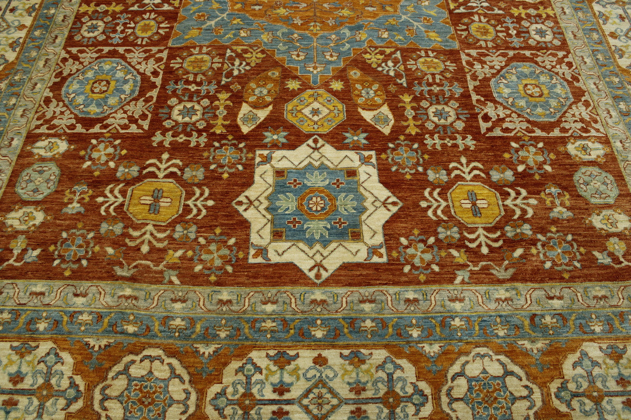 Back of Tribal Vegetable Dye Bamiyan hand-knotted rug