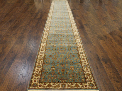 Close-up of wool pile, Blue & Beige rug