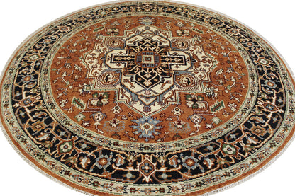 Tribal Indo Heriz rug border detail
