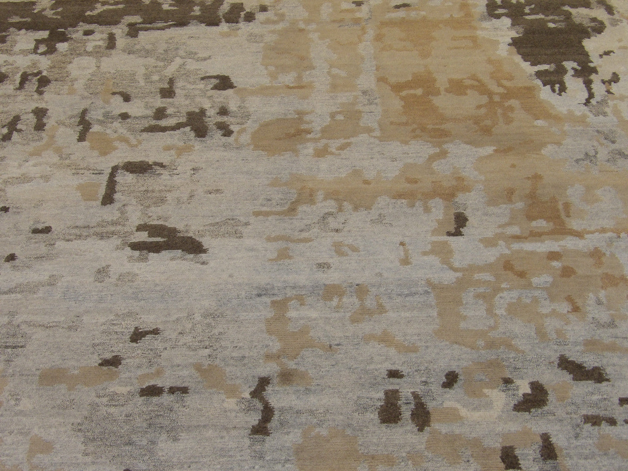 Back of Modern Abstract Marble Design hand-knotted rug