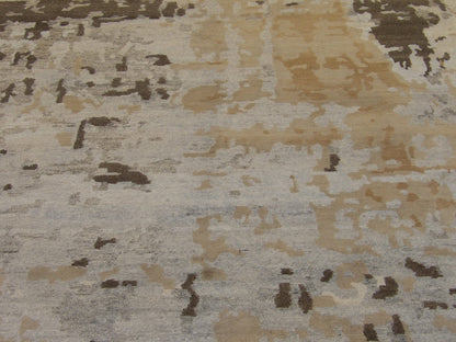 Back of Modern Abstract Marble Design hand-knotted rug