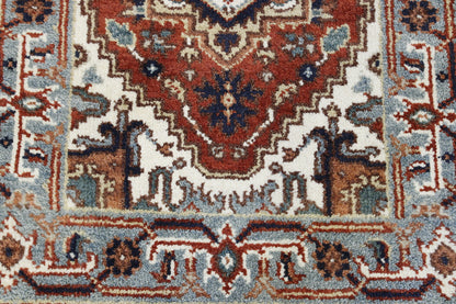 Tribal Indo Heriz rug corner detail