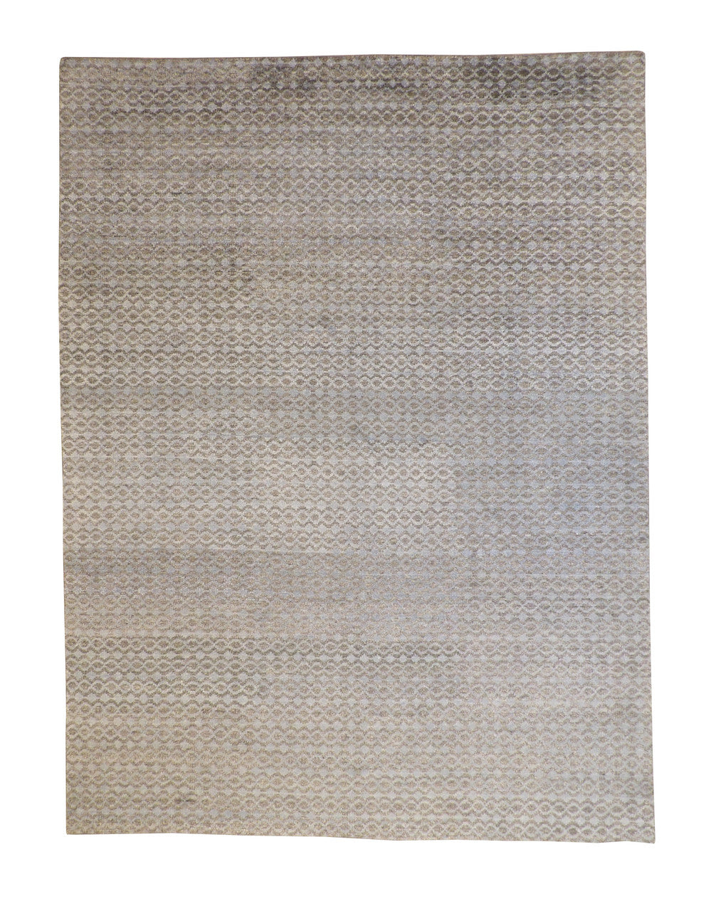 Modern Distressed Moroccan Design hand-knotted wool rug in Gray, full view
