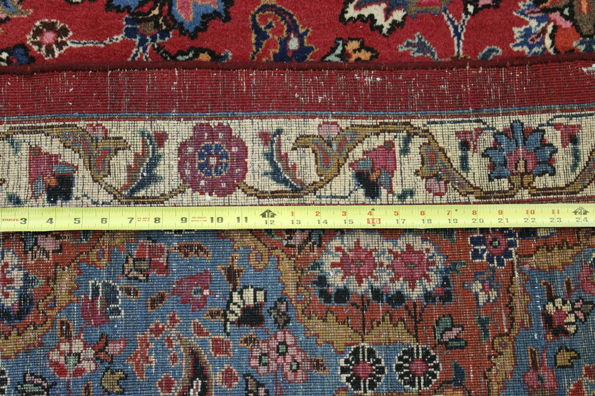 Close-up of wool pile, Blue & Pink rug