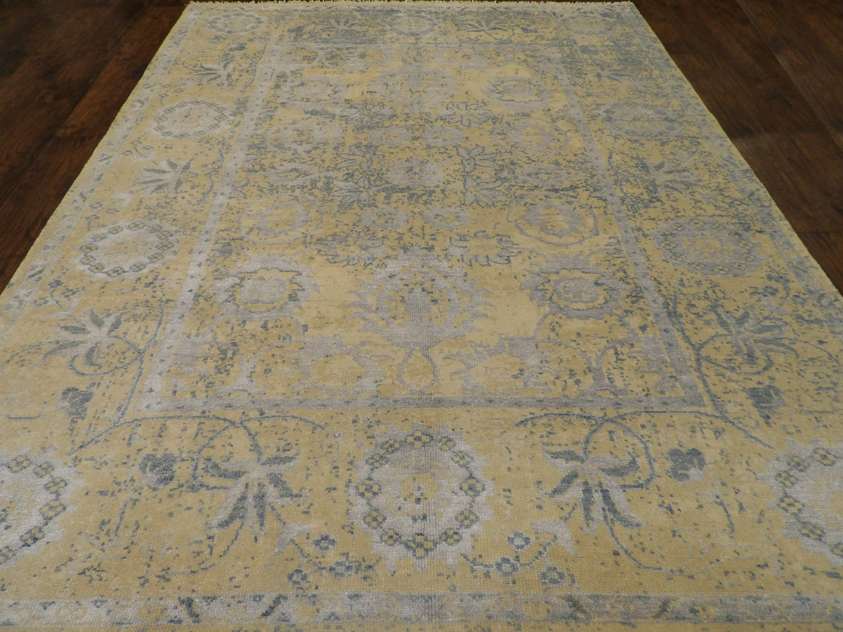 Turk Anatolian Oushak Oxidized Wash rug corner detail