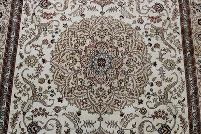 Traditional Sino Chinese Tabriz rug corner detail
