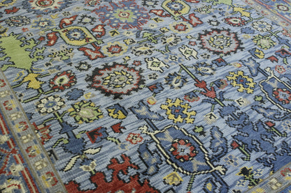 Oushak Colorful Ziegler rug corner detail