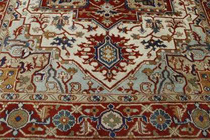 Close-up of wool pile, Beige & Red rug