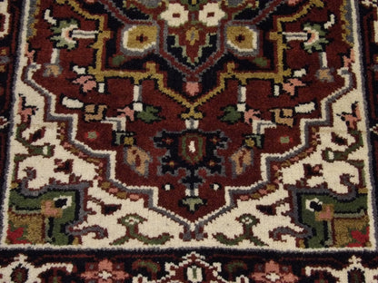 Tribal Heriz rug border detail